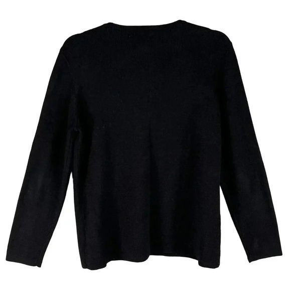 Ambra Womens Large Black Christmas Scottie Dog Embroidered Cardigan Knit Sweater - Picture 2 of 11